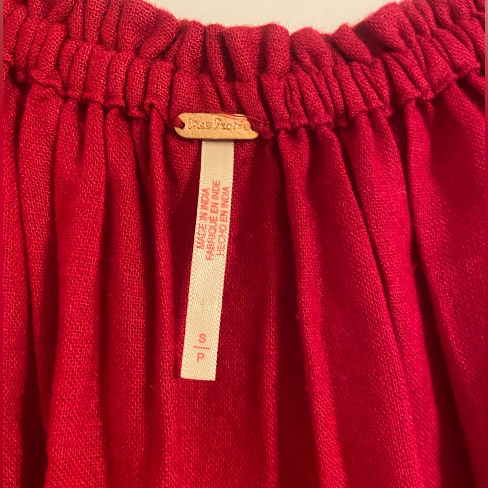 Free people Perri Linen Drop-Waist Mini Dress - Wild Rose Red Sz Small rayon - Picture 11 of 13